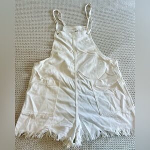 Aerie White Denim Overalls